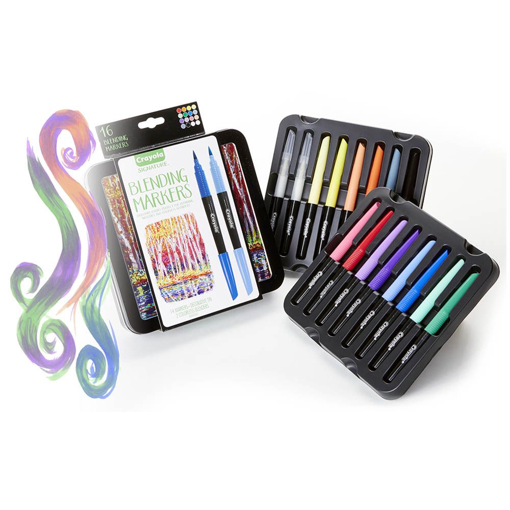 كرايولا أقلام مزج مميزة مع علبة معدنية 16 لون رسم و تلوين Crayola