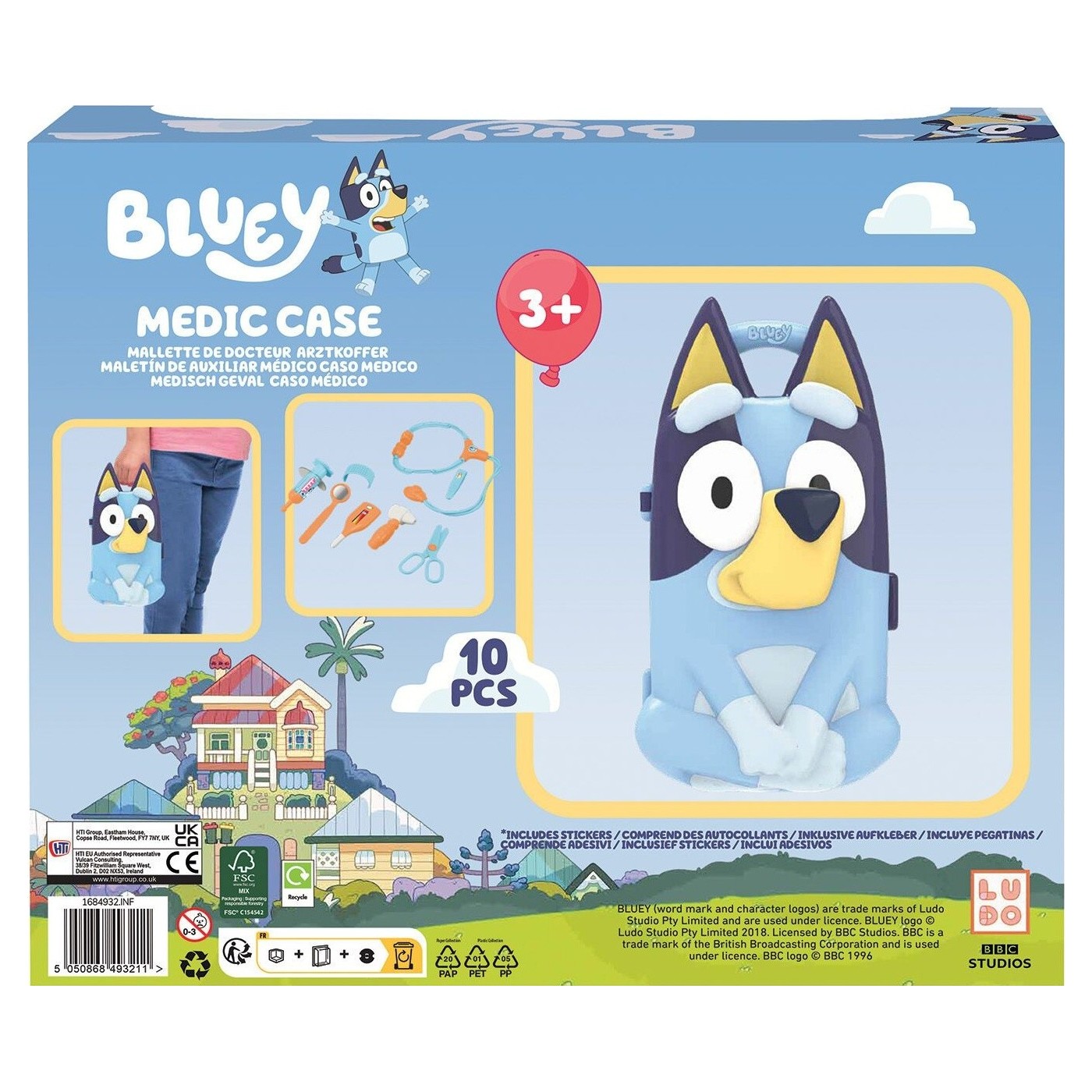 بلوي حقيبة طبيب بلوي مع 10 ملحقات التسوق والوظائف Bluey