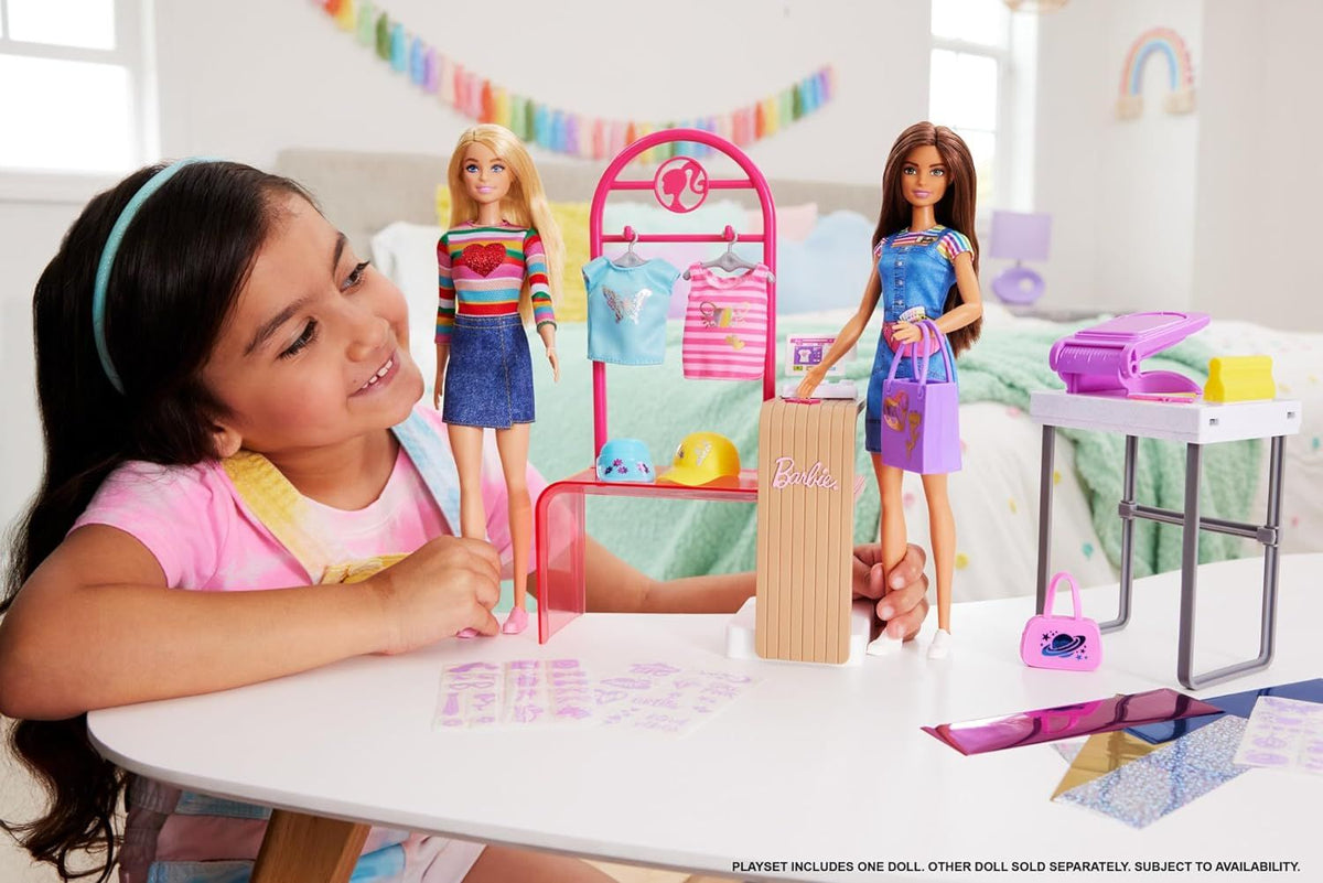 باربي لعب بوتيك ميك اند سيل مع دمية دمية مع اكسسوارات Barbie