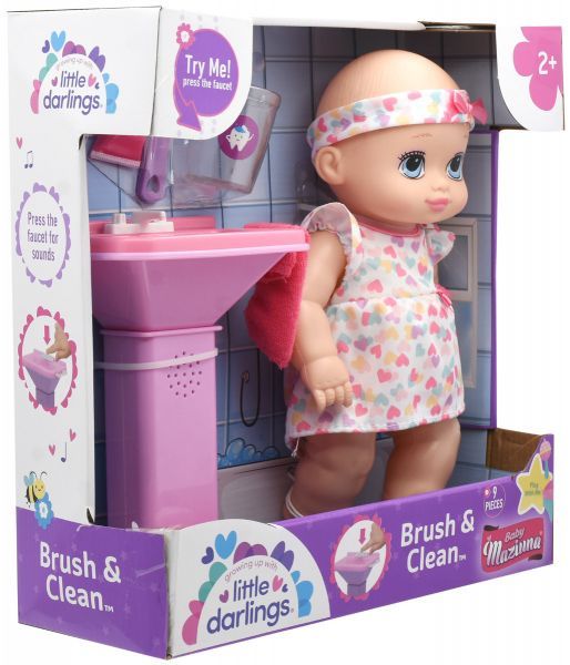 بيبي مزيونة دمية ليتل دالينجز مع فرشاة تنظيف دمى المواليد Baby Maziuna