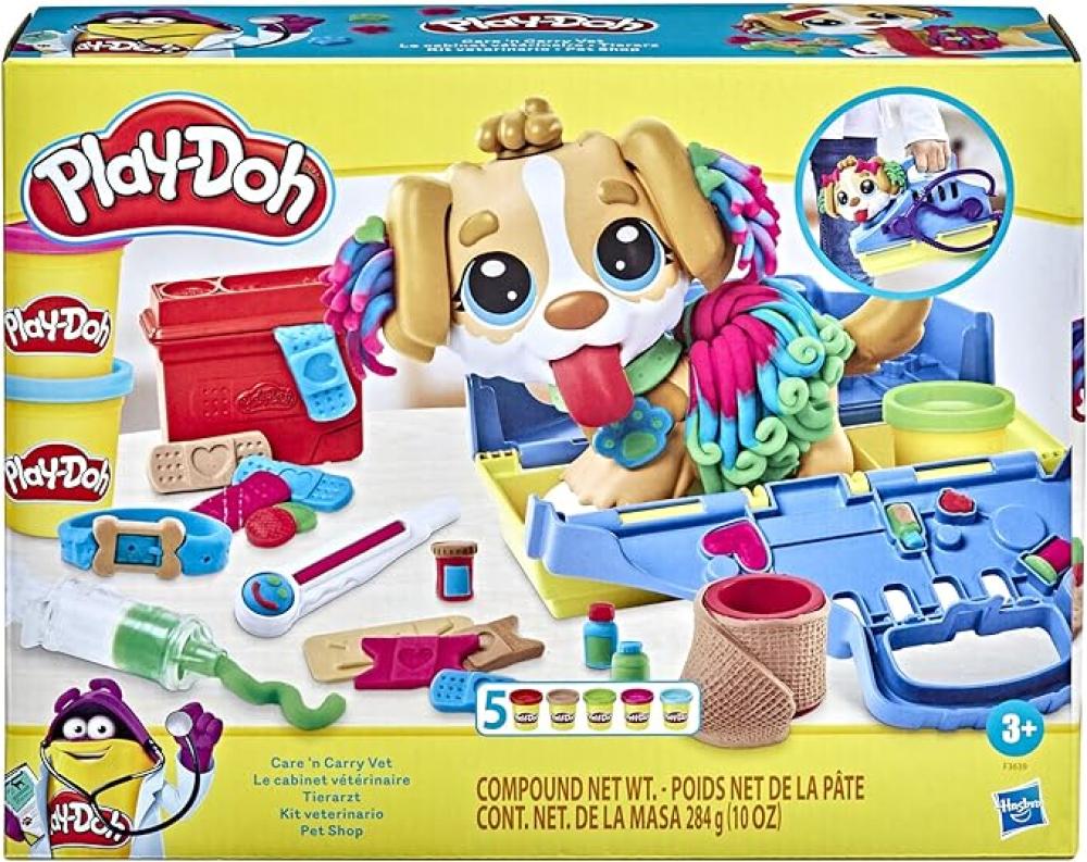 بلي دو مجموعة صلصال العاب الطبيب البيطري مع 10 ادوات و5 الوان الصلصال والمعجون Play-Doh