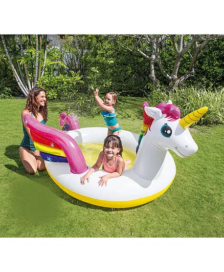 انتكس حمام سباحة يونيكورن قابل للنفخ مع مرشة ماء المسابح الخارجية Intex