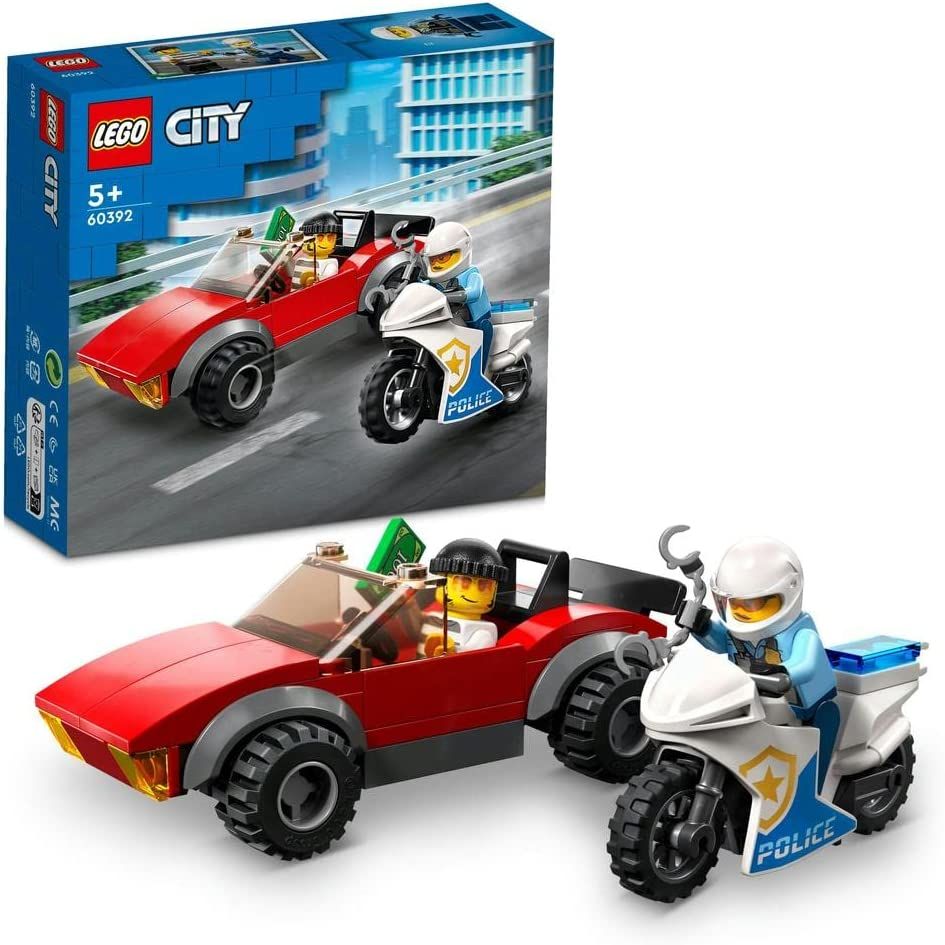 ليجو مكعبات بناء مطاردة دراجة الشرطة للسيارة مكعبات التركيب LEGO