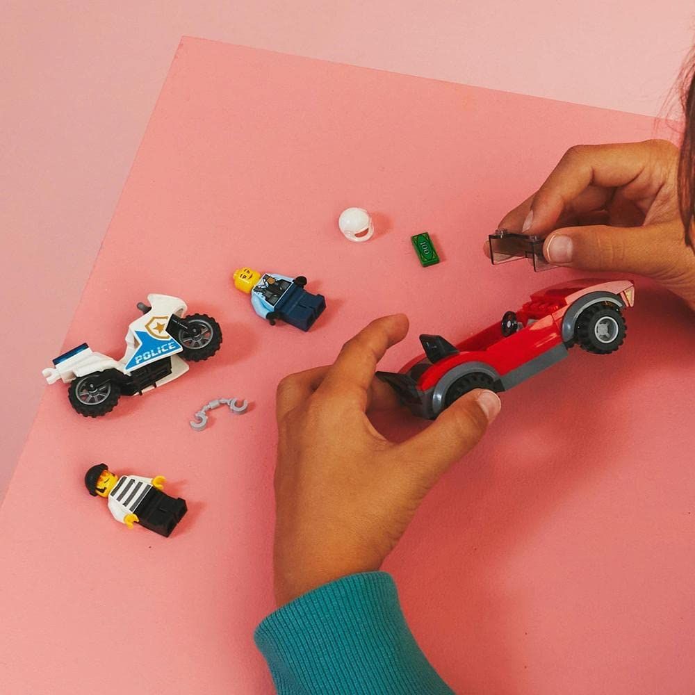 ليجو مكعبات بناء مطاردة دراجة الشرطة للسيارة مكعبات التركيب LEGO