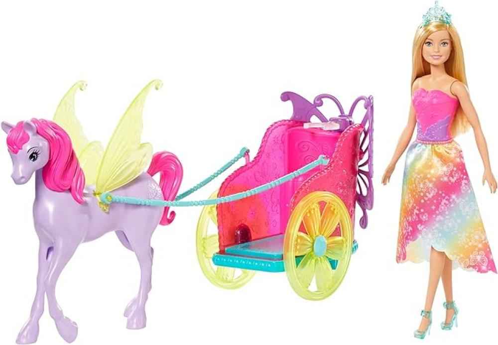 باربي دمية اميرة دريم توبيا الشقراء 30سم مع حصان وعربة دمية مع اكسسوارات Barbie