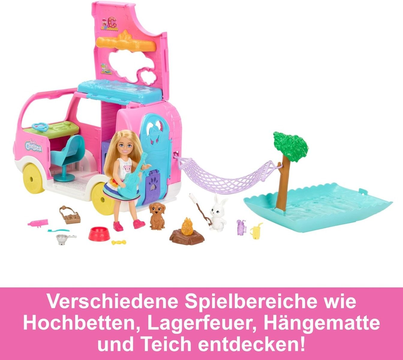 باربي لعب تشيلسي 2 في 1 من كامبر دمية مع اكسسوارات Barbie