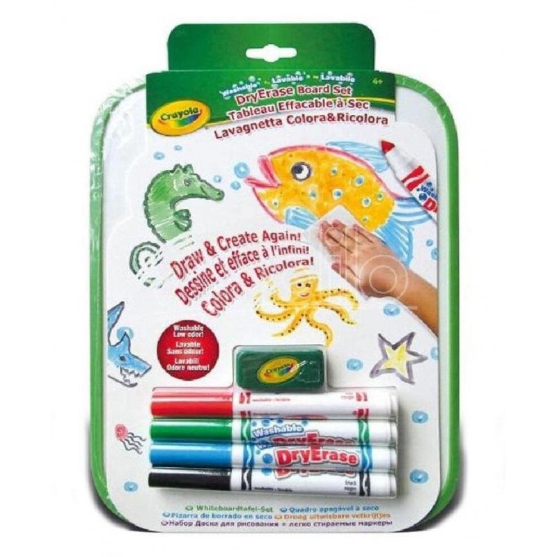 كرايولا مجموعة ألواح مسح جافة مع 4 أقلام رسم و تلوين Crayola