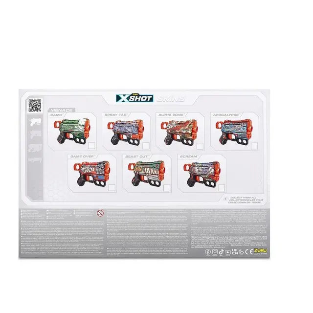اكس شوت مسدسات سكينز ميناس 4 قطع مسدسات مطاطية Zuru