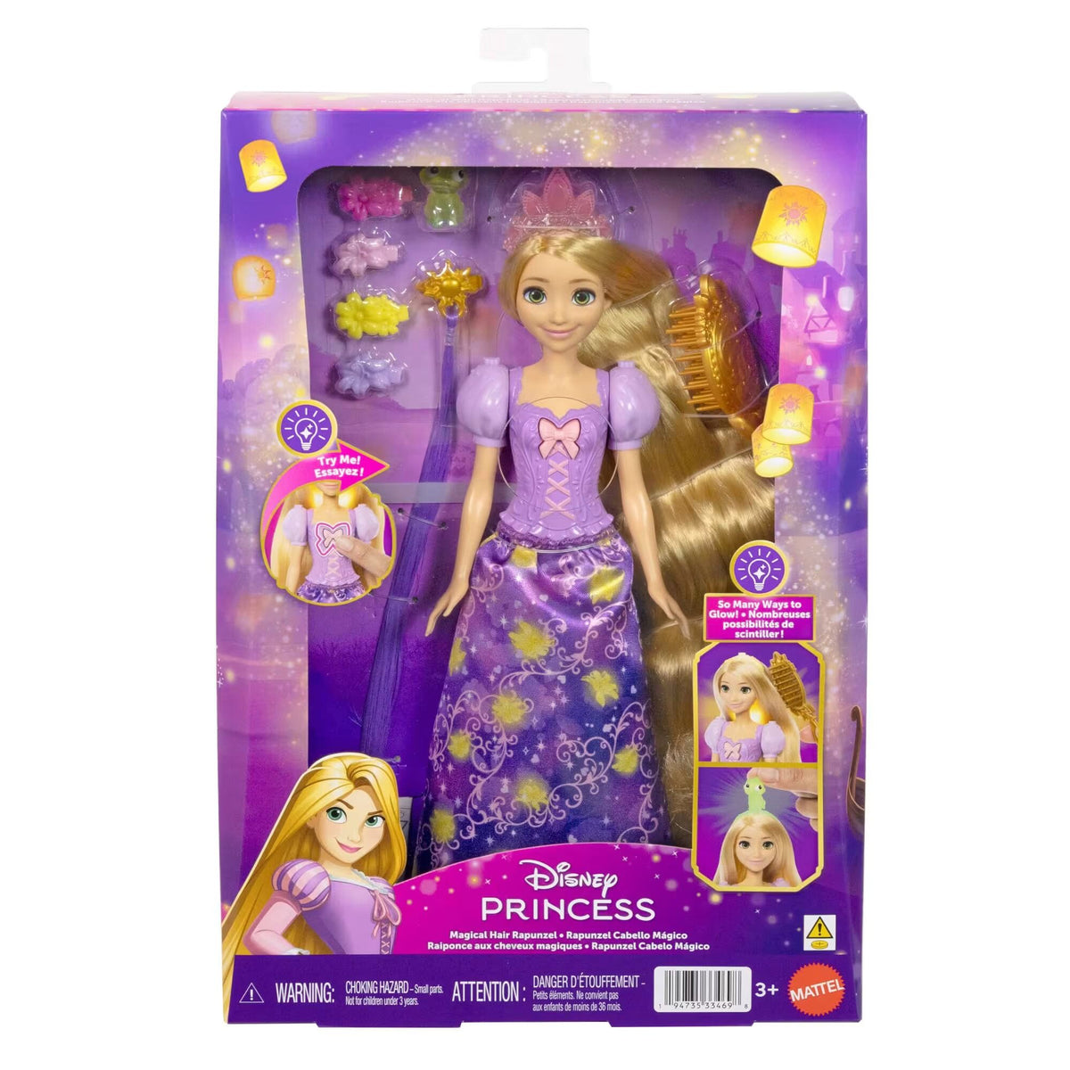 ديزني برينسيس دمية رابونزيل بشعر مضيء دمية مع اكسسوارات Disney