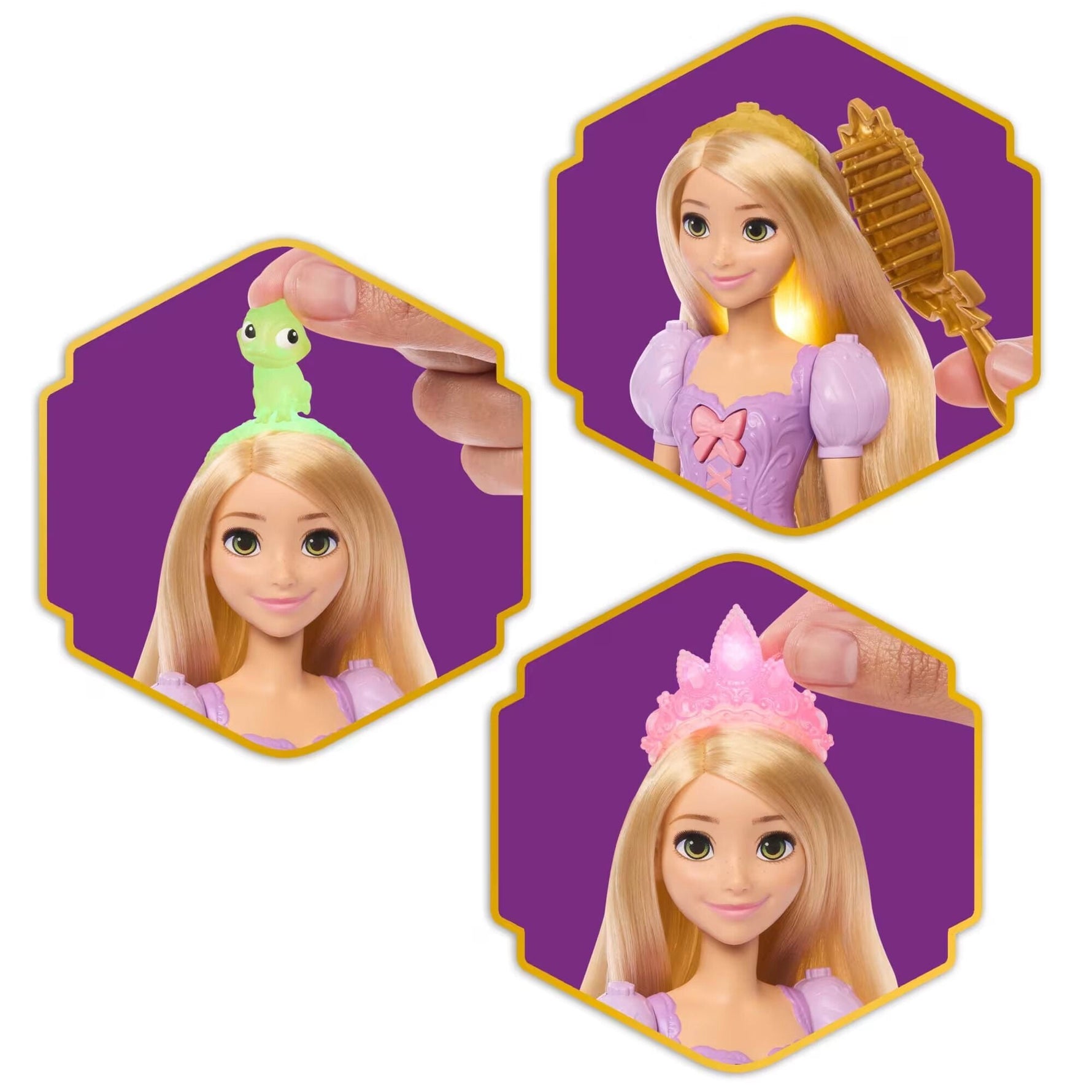 ديزني برينسيس دمية رابونزيل بشعر مضيء دمية مع اكسسوارات Disney
