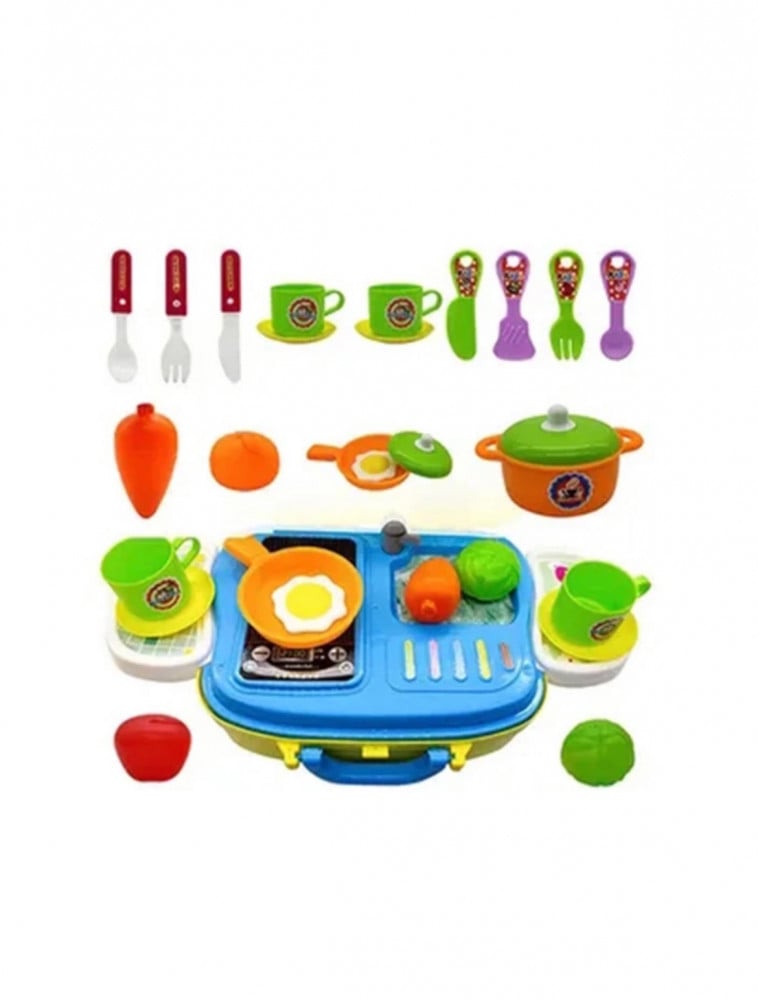 شنطة عربة طعام 2 في 1 مع أدوات الطبخ ألعاب المطابخ LOCAL