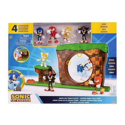 سونيك منطقة التلال الخضراء مع مجسمات شخصيات كرتونية Sonic