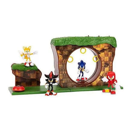 سونيك منطقة التلال الخضراء مع مجسمات شخصيات كرتونية Sonic