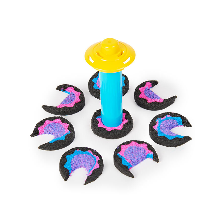 كينتيك ساند الرمل الاسود والبينك والازرق مع 7 ادوات الرمل الحركي تشكيل الرمل Kinetic SAND