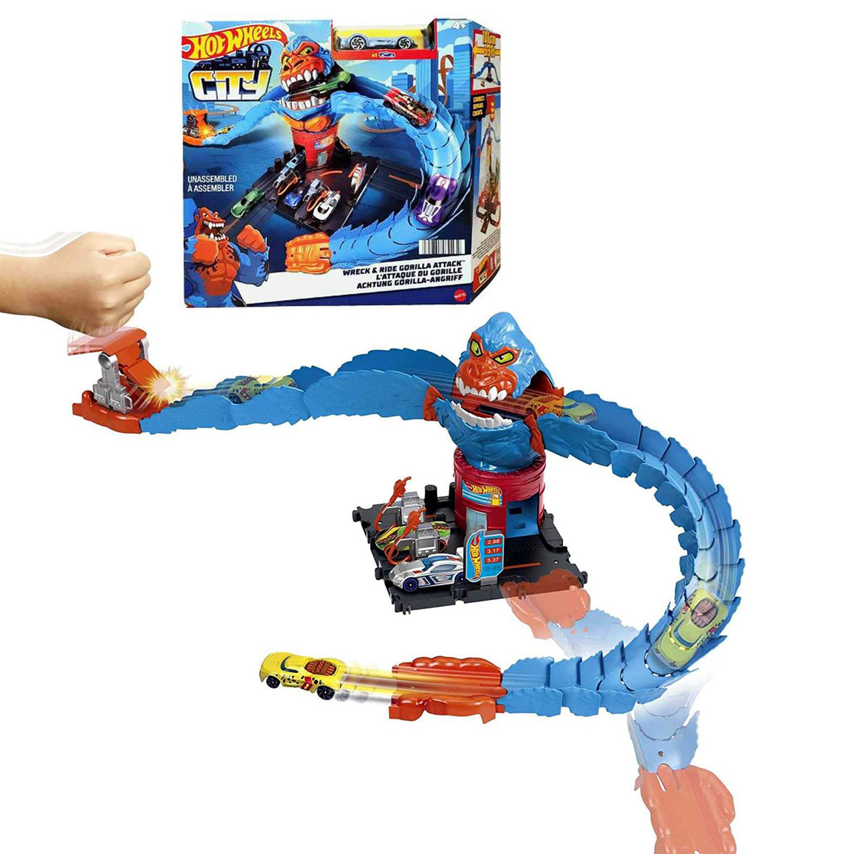 هوت ويلز لعبه حطام المدينة هجوم الغوريلا مركبات مع مسار HotWheels