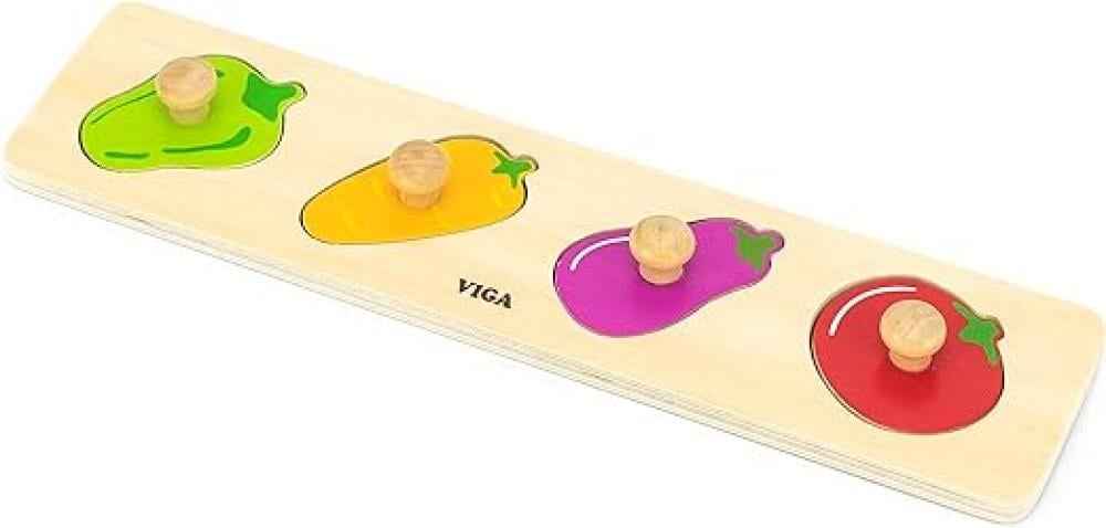 فيجا مجموعة بزل خشبية مسطحة من 4 قطع من الخضروات العاب البزل VIGA