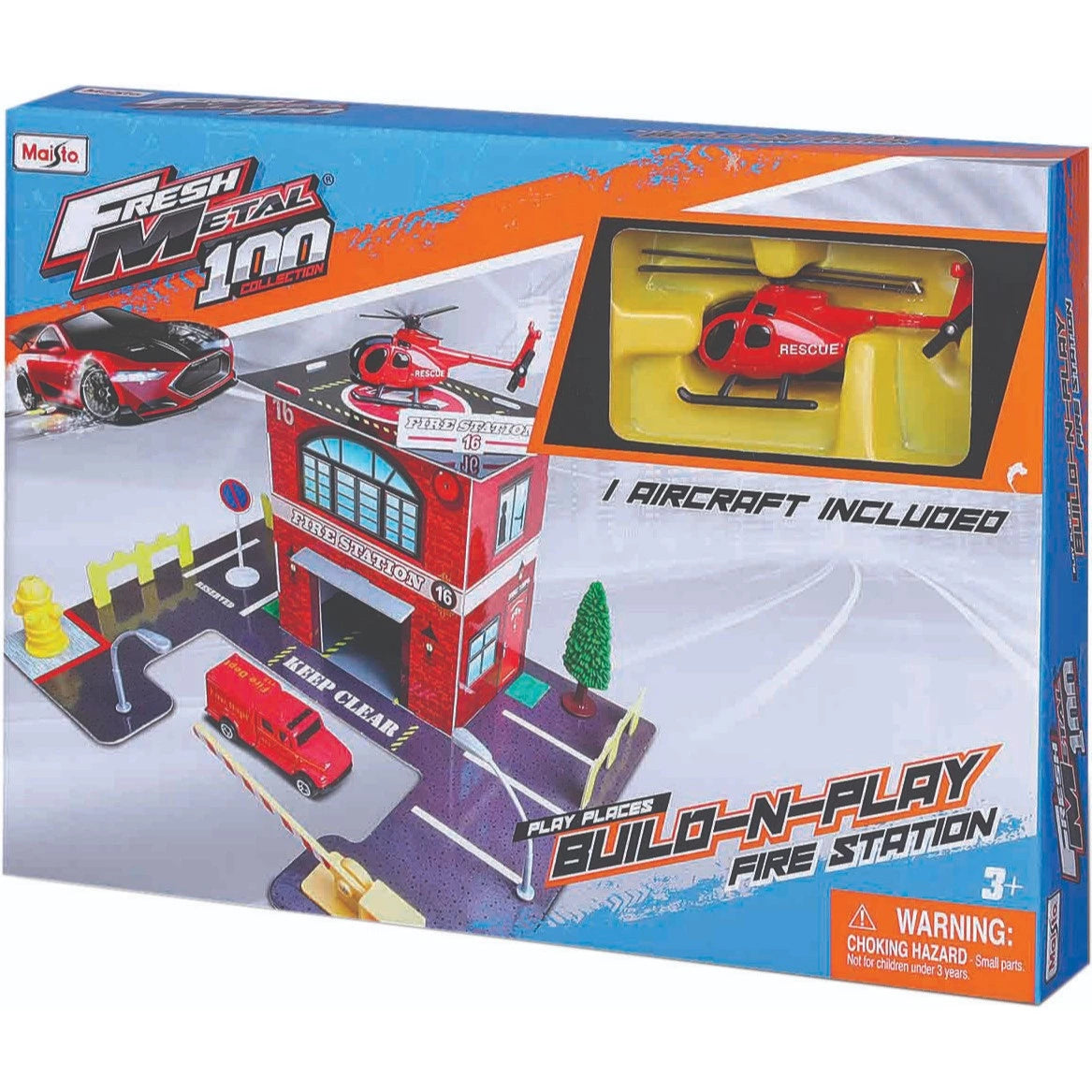 مايستو اف ام بيلد ان بلاي محطة اطفاء مركبات مع مسار Maisto