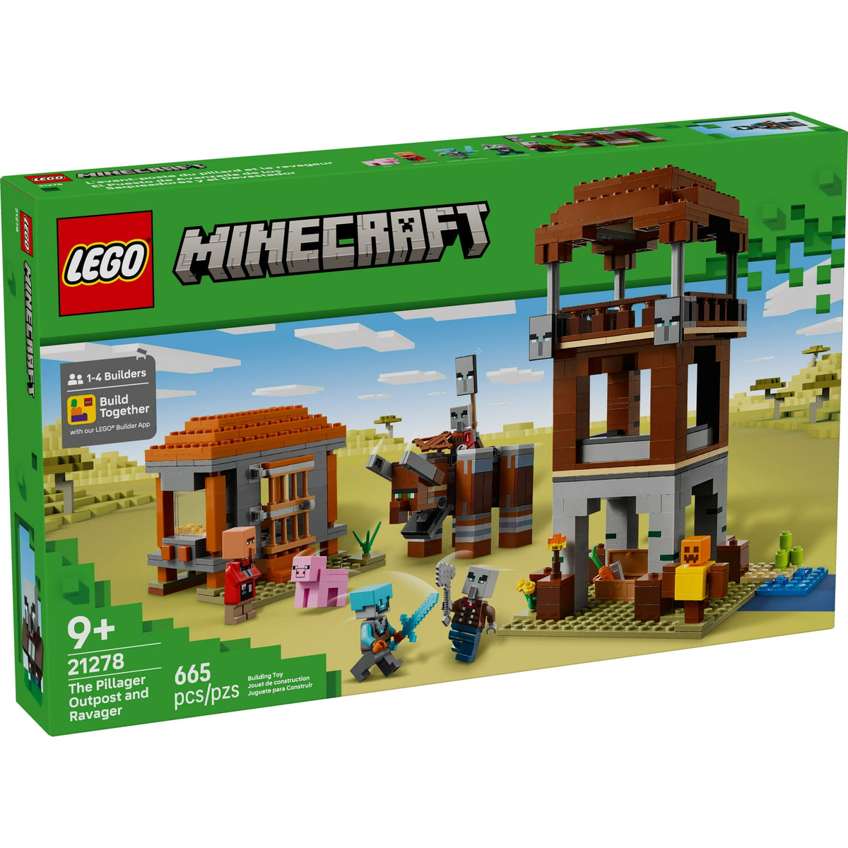 ليجو 21278 ماين كرافت الموقع الأمامي للناهب والوحش القروي مكعبات التركيب LEGO