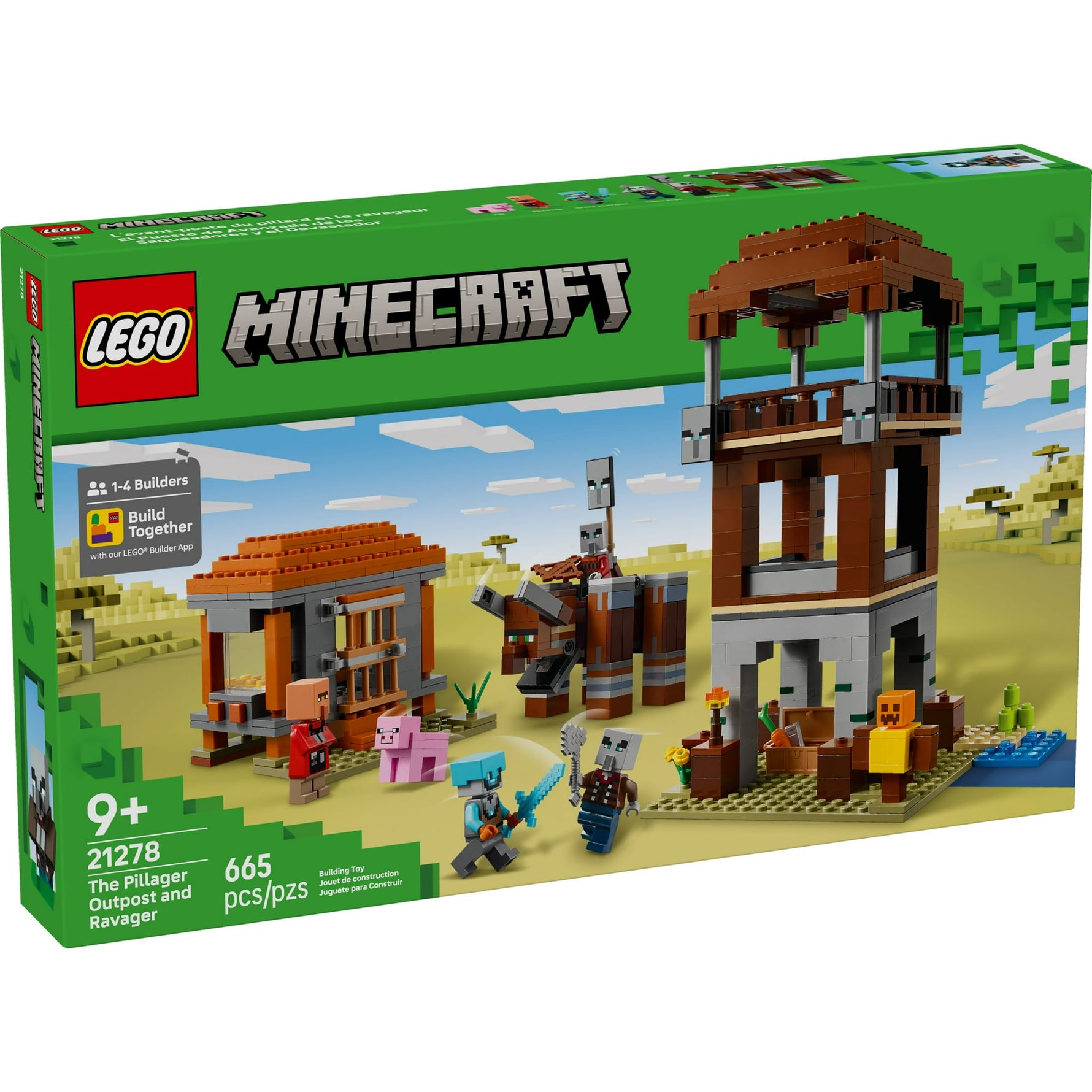 ليجو 21278 ماين كرافت الموقع الأمامي للناهب والوحش القروي مكعبات التركيب LEGO