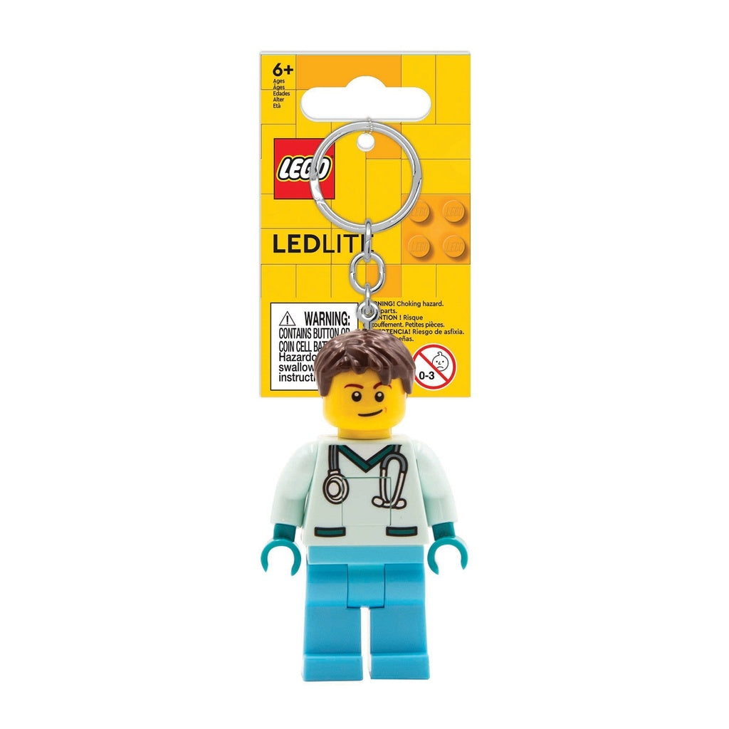 ليجو سلسلة مفاتيح مجسم الممرض المضيئة مكعبات التركيب LEGO