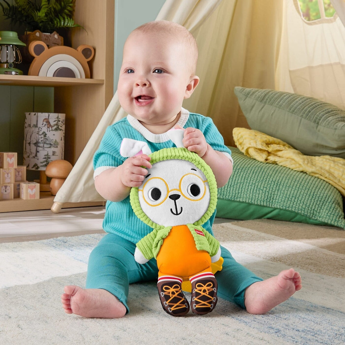 فيشر برايس دمية الأرنب القطنية مع عضاضة الالعاب القطنية Fisher-Price