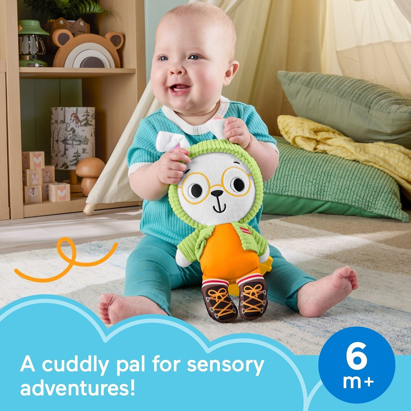 فيشر برايس دمية الأرنب القطنية مع عضاضة الالعاب القطنية Fisher-Price