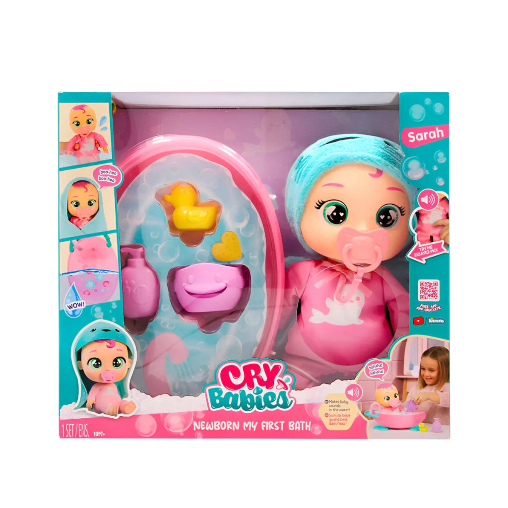 كراي بيبيز دمية سارة حديثة الولادة دمية مع اكسسوارات CRY Babies
