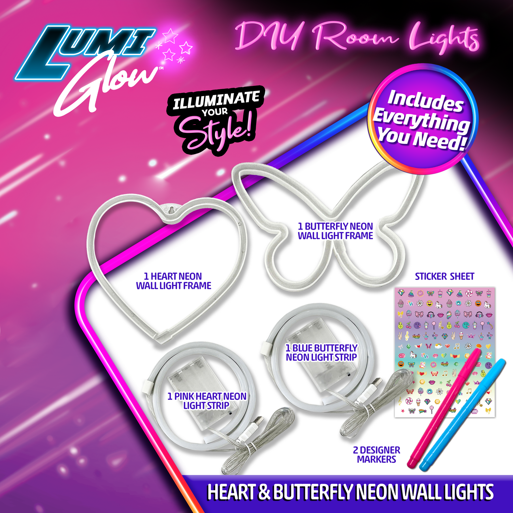 وي كول لعبة أضواء الحائط النيون الخرز والاكسسوارات Compound Kings