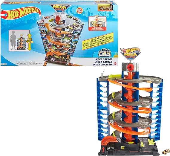 هوت ويلز العاب سيتي ميجا جراج مع مصعد حلزوني سيارات داي كاست HotWheels