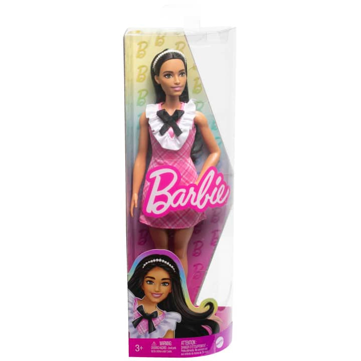 باربي دمية فاشونيستا شعر اسود و فستان وردي دمى الشخصيات Barbie