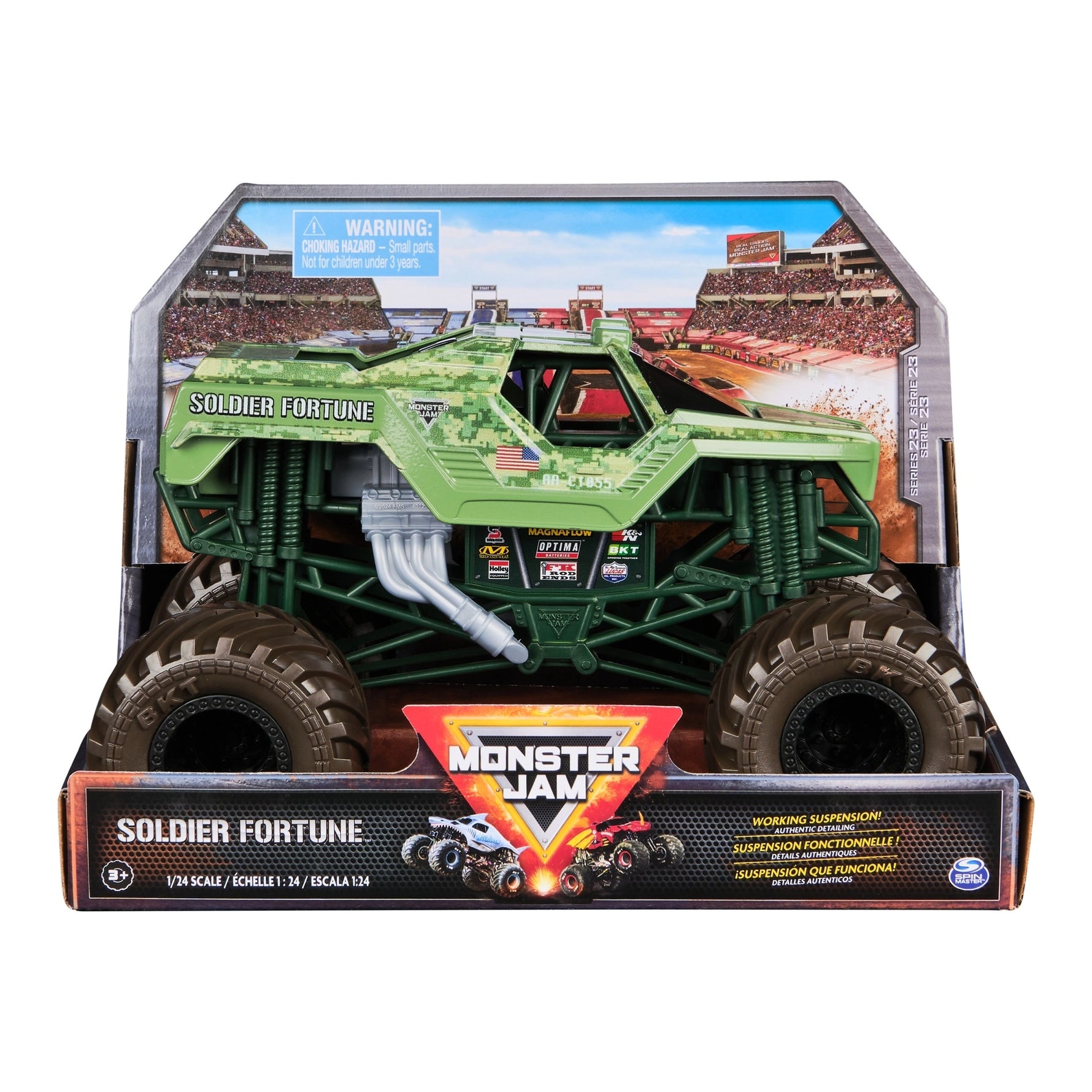 مونستر جام مجسم شاحنة بتصميم عسكري مقياس 1:24 سيارات داي كاست Monster Jam