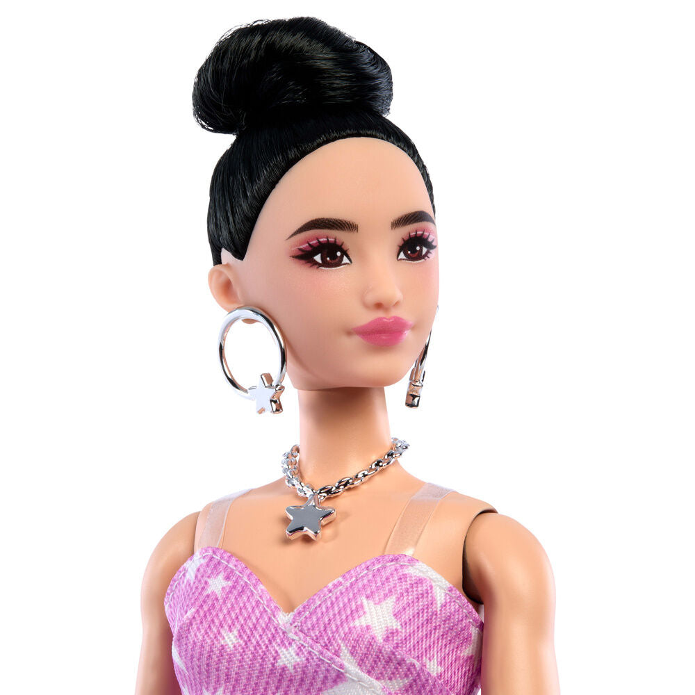 باربي دمية ديلوكس ستايل بفستان وردي بنقشة نجوم دمى الشخصيات Barbie