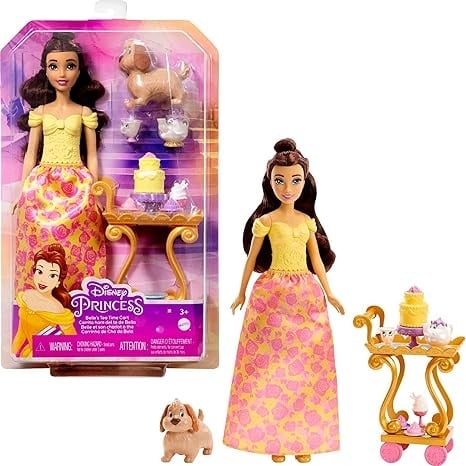 ديزني برينسس دمية الاميرة بيل مع عريية كيك دمية مع اكسسوارات Disney