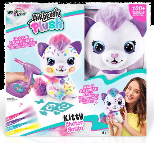 اير برش دمية كيتي مخملية مع فرشاة هوائية رسم و تلوين Airbrush Plush