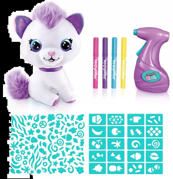 اير برش دمية كيتي مخملية مع فرشاة هوائية رسم و تلوين Airbrush Plush
