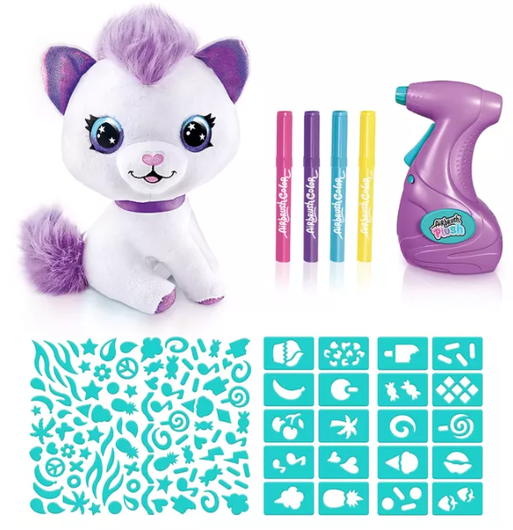 اير برش دمية كيتي مخملية مع فرشاة هوائية رسم و تلوين canal toys