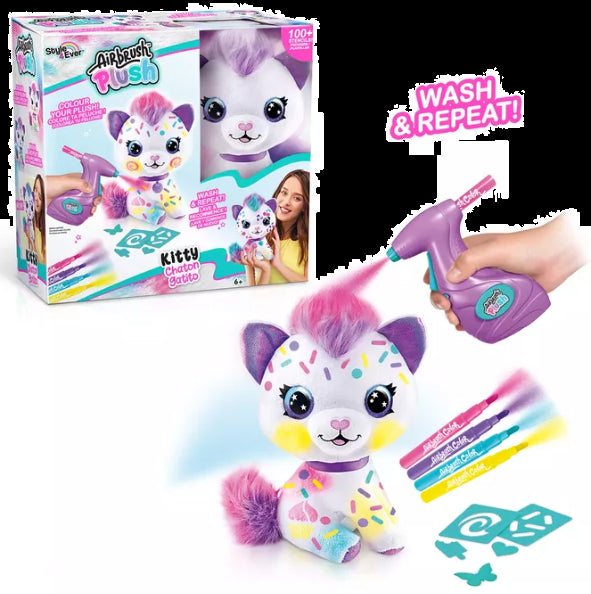 اير برش دمية كيتي مخملية مع فرشاة هوائية رسم و تلوين Airbrush Plush