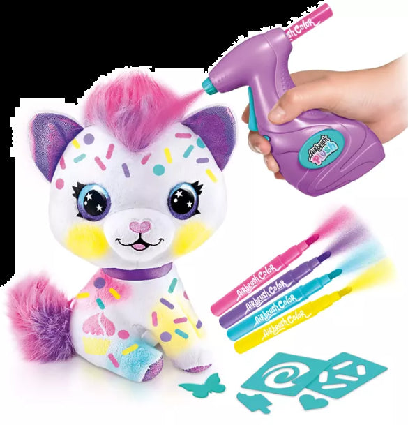 اير برش دمية كيتي مخملية مع فرشاة هوائية رسم و تلوين Airbrush Plush