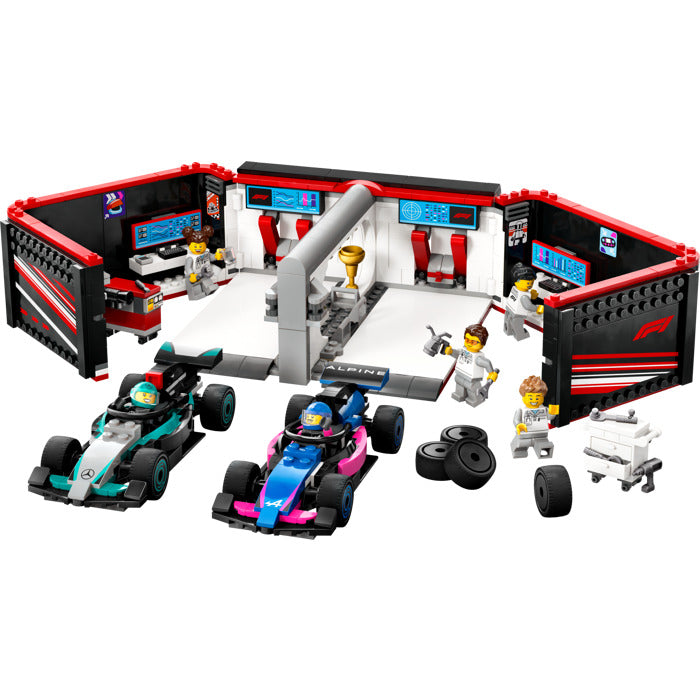 ليجو مكعبات بناء مرآب فورمولا 1 وسيارات مرسيدس مكعبات التركيب LEGO