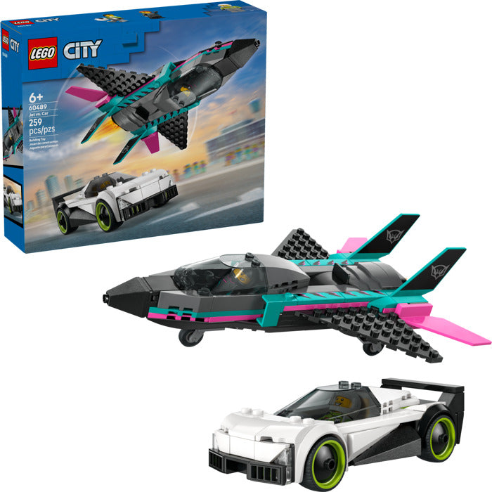 ليجو 60489 سيتي مجموعة بناء الطائرة النفاثة ضد السيارة مكعبات التركيب LEGO