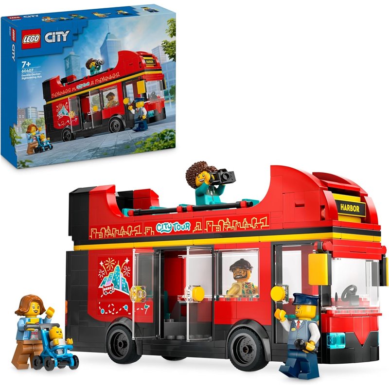 ليجو 60407 سيتي حافلة طابقين الحمراء مكعبات التركيب LEGO
