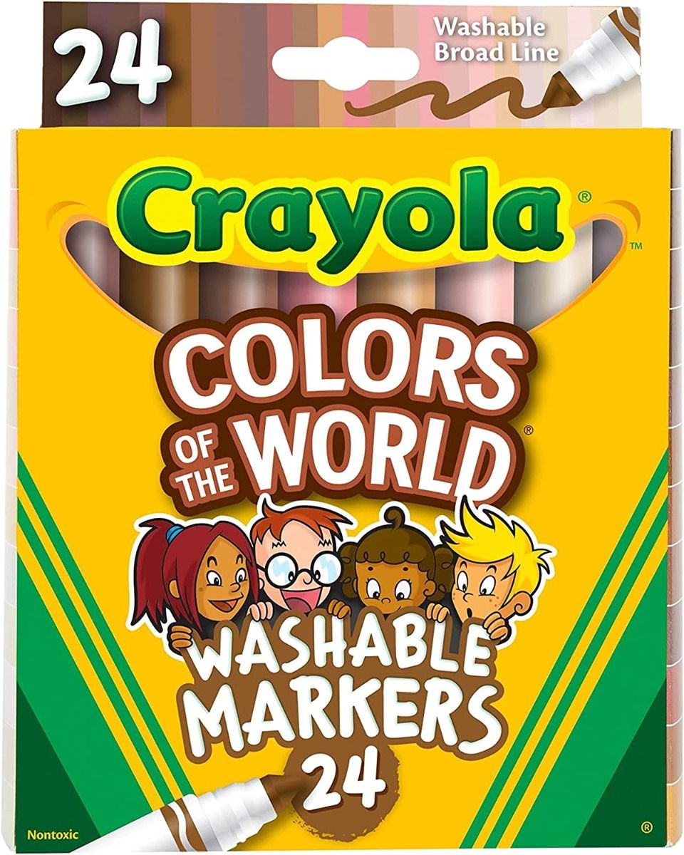 كرايولا اقلام تحديد لون البشرة قابلة للغسل 24 قطعة رسم و تلوين Crayola