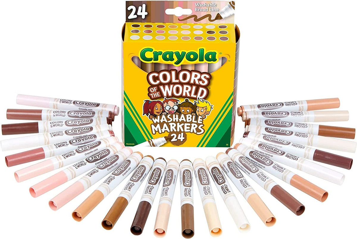 كرايولا اقلام تحديد لون البشرة قابلة للغسل 24 قطعة رسم و تلوين Crayola