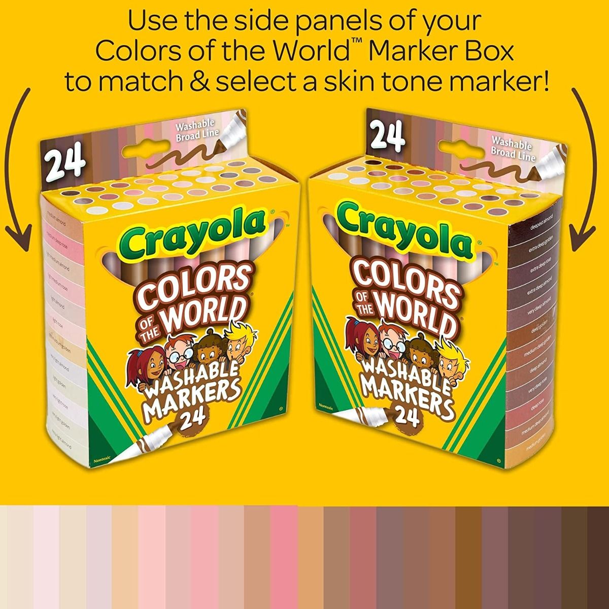 كرايولا اقلام تحديد لون البشرة قابلة للغسل 24 قطعة رسم و تلوين Crayola
