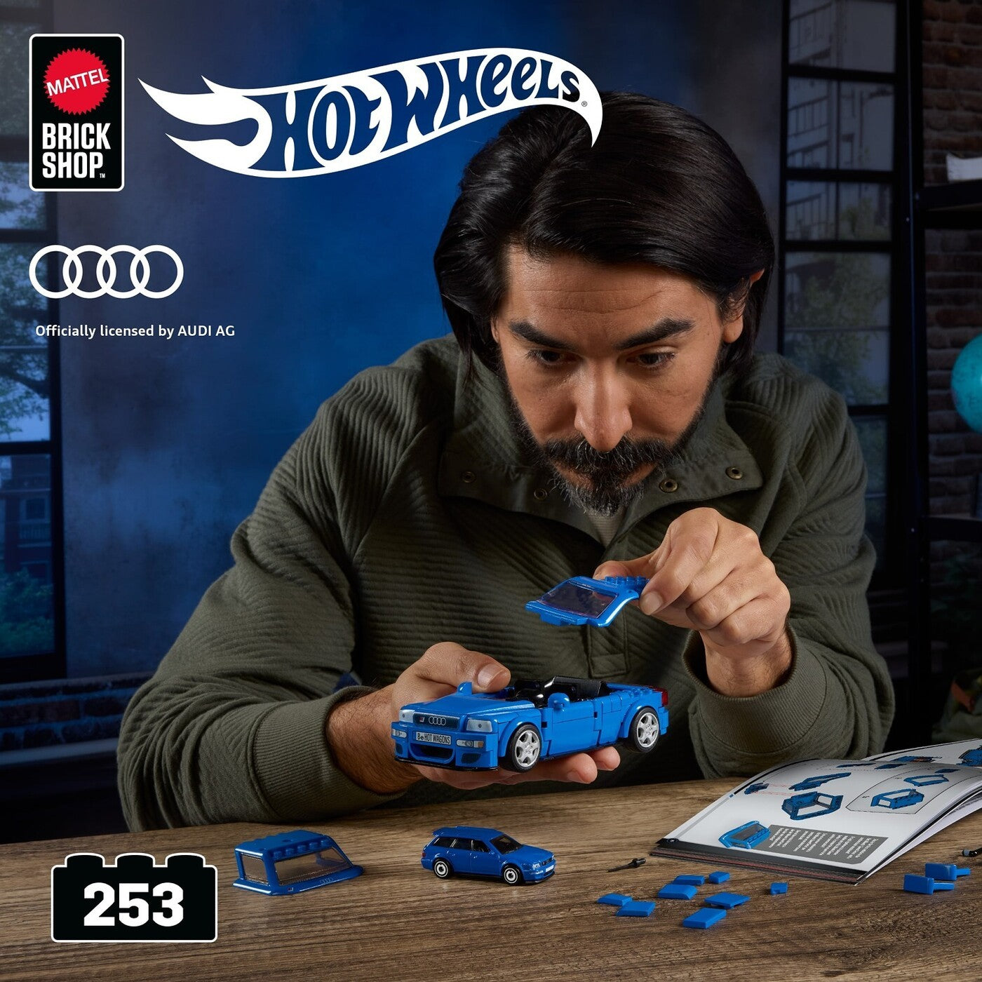 هوت ويلز مجموعة بناء وتركيب سيارة أودي أفانت آر إس2 مكعبات التركيب HotWheels