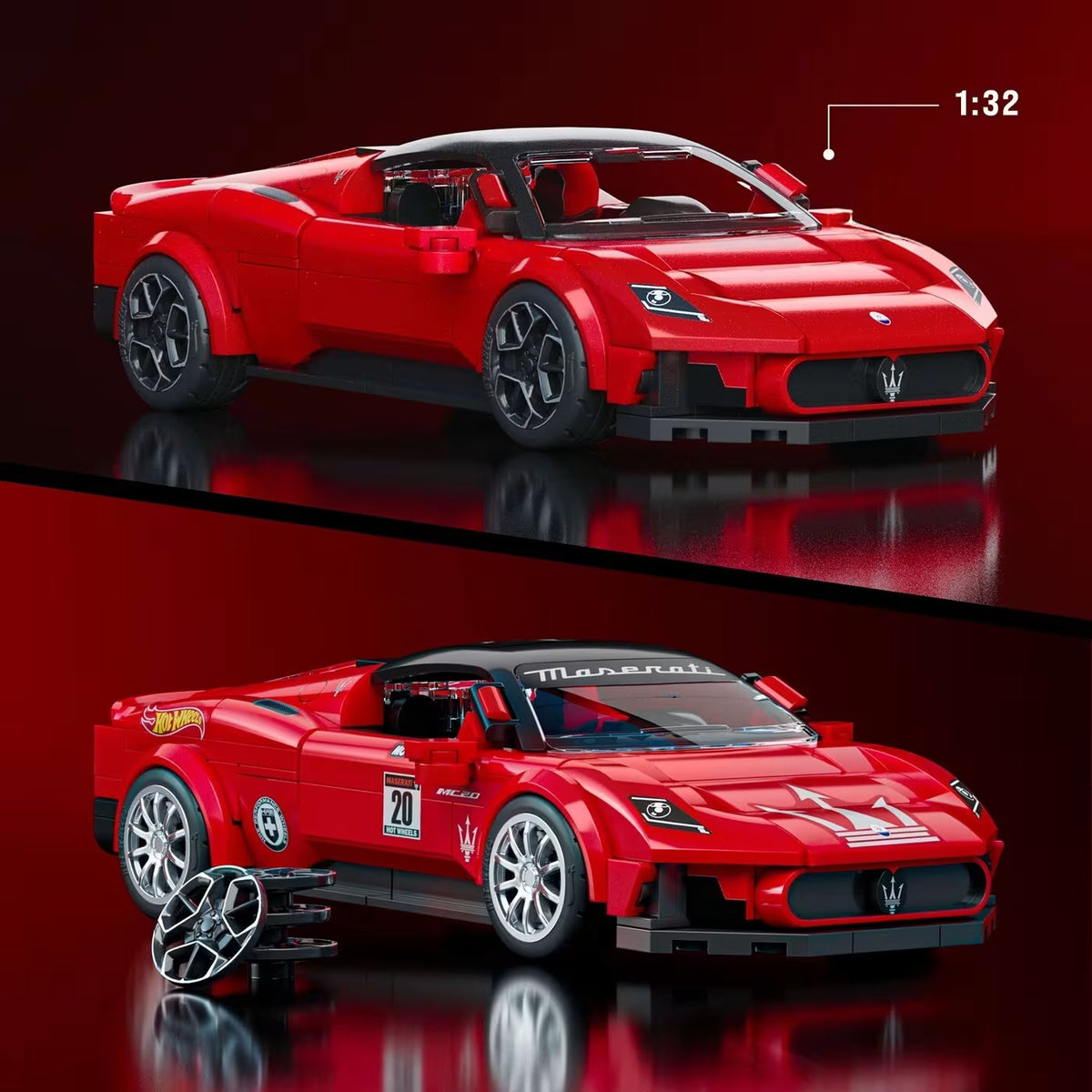 هوت ويلز مجموعة بناء وتركيب سيارة مازيراتي مكعبات التركيب HotWheels