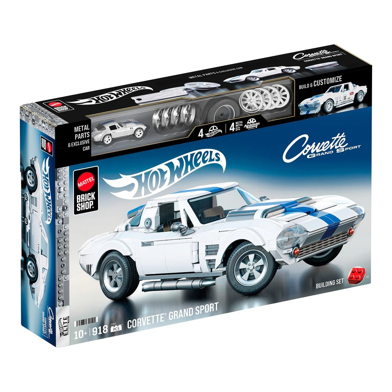 هوت ويلز مجموعة بناء وتركيب سيارة كورفيت جراند سبورت مكعبات التركيب HotWheels
