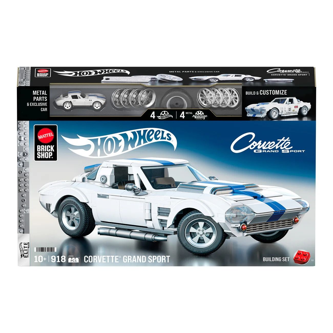 هوت ويلز مجموعة بناء وتركيب سيارة كورفيت جراند سبورت مكعبات التركيب HotWheels