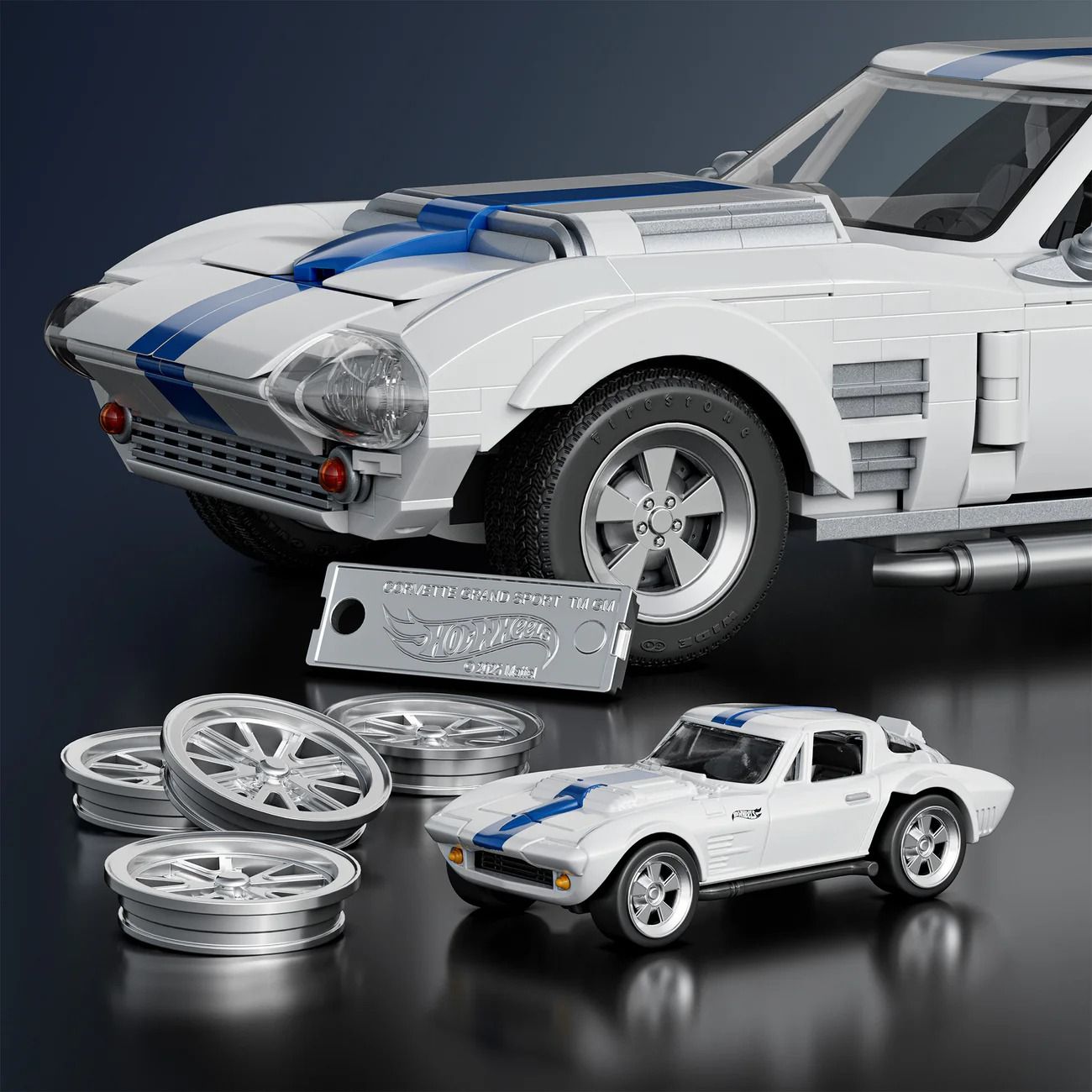 هوت ويلز مجموعة بناء وتركيب سيارة كورفيت جراند سبورت مكعبات التركيب HotWheels
