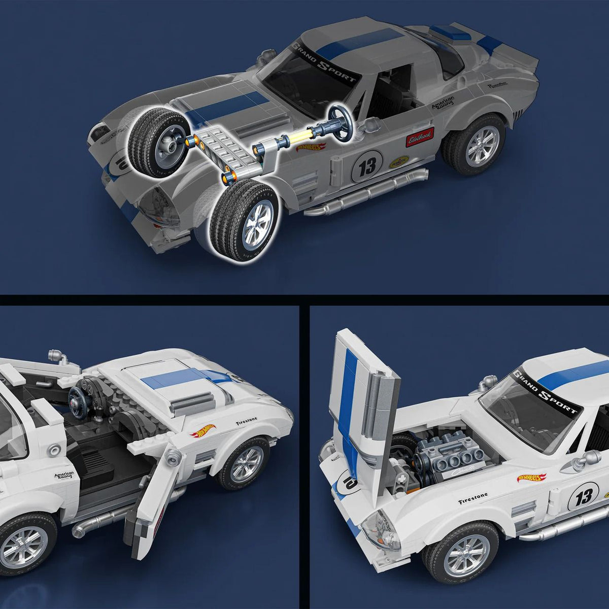 هوت ويلز مجموعة بناء وتركيب سيارة كورفيت جراند سبورت مكعبات التركيب HotWheels